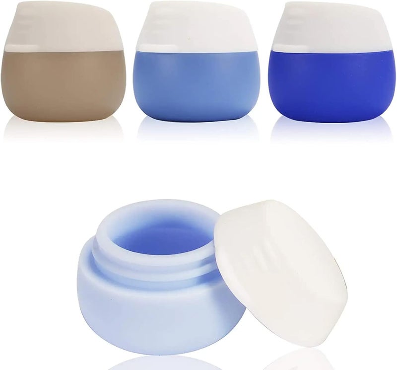 Gemice Travel Containers for Toiletries, Silicone Cream Jars, TSA Approved Travel Size Containers Leak-proof Travel Accessories with Lid for Cosmetic Makeup Face Body Hand Cream (4 Pieces) (Blue) - Image 1